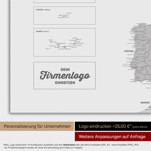 Mappa dell’Europa TRAVEL® poster magnetico – Grigio freddo (Grigio chiaro)