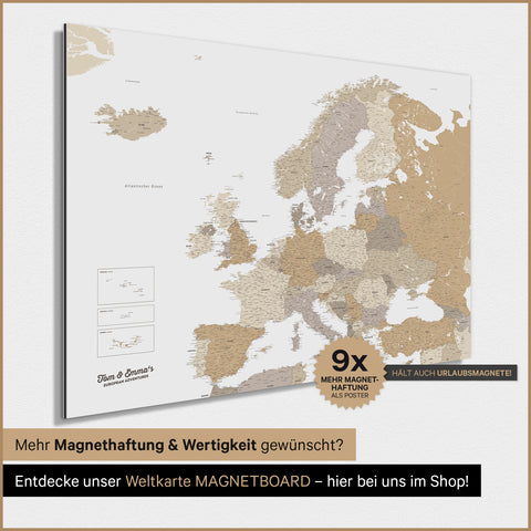 Mappa dell’Europa TRAVEL® poster magnetico – Multicolor Beige