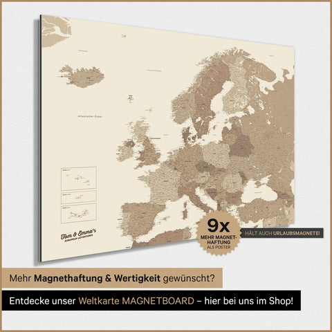 Mappa dell’Europa TRAVEL® poster magnetico – Multicolor Brown
