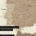 Ausschnitt einer Europakarte als Magnetposter in Multicolor Brown zeigt einen Ausschnitt von England, Frankreich und Belgien