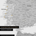 Ausschnitt einer Europakarte als Magnetposter in Multicolor Gray zeigt einen Ausschnitt von England, Frankreich und Belgien