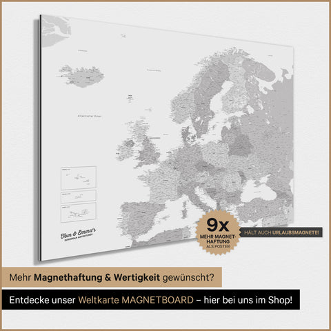 Mappa dell’Europa TRAVEL® poster magnetico – Multicolor Gray