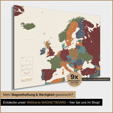 Mappa dell’Europa TRAVEL® poster magnetico – Multicolor Vivid