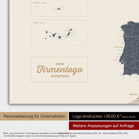 Mappa dell’Europa TRAVEL® poster magnetico – Navy Light