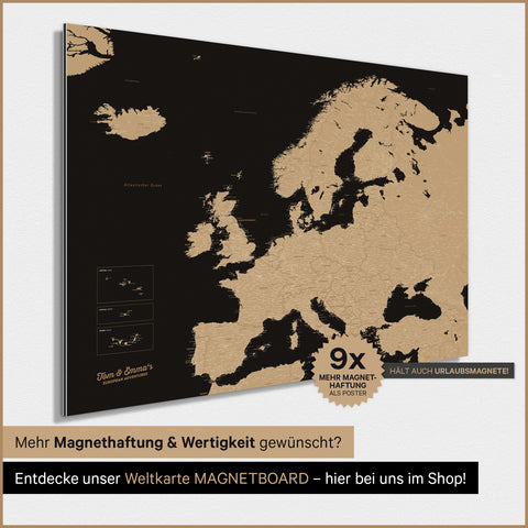 Mappa dell’Europa TRAVEL® poster magnetico – Sonar Black