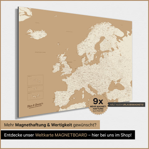 Mappa dell’Europa TRAVEL® poster magnetico – Treasure Gold