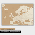 Neutrale und schlichte Ausführung einer Europakarte als Magnet-Poster in Treasure Gold