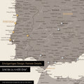 Ausschnitt einer Europakarte als Magnetposter in Warmgray (Braun-Grau) zeigt einen Ausschnitt von England, Frankreich und Belgien