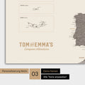 Magnet-Poster Europakarte in Warmgray (Braun-Grau) mit Personalisierung im Vintage-Stil