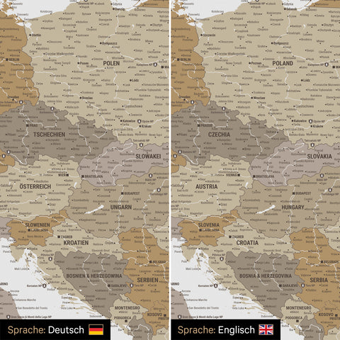 Mappa dell’Europa per puntine TRAVEL® – Multicolor Beige