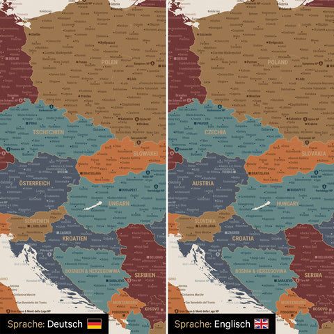 Mappa dell’Europa per puntine TRAVEL® – Multicolor Vivace