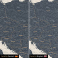 Europa Landkarte Design in Navy Light wahlweise in deutscher oder englischer Sprache