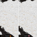 Europa Landkarte Design in Schwarz-Weiss wahlweise in deutscher oder englischer Sprache