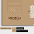 Europakarte zum Pinnen in Treasure Gold mit Personalisierung im Vintage-Stil