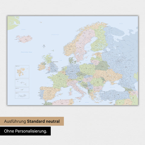 Mappa dell’Europa TRAVEL® poster premium – Atlante multicolore (mappa politica)