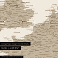 Moderne Europa Landkarte in der Farbe Desert Sand (Beige) als Poster mit einem Ausschnitt von Italien, Kroatien und Griechenland