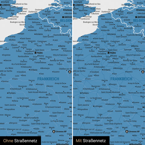 Mappa dell’Europa TRAVEL® poster premium – Ocean Blue