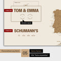 Europa Karte als Poster in Bronze mit Personalisierung als Logo mit einer Weltkugel