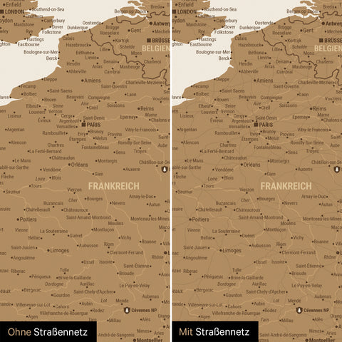 Mappa dell’Europa TRAVEL® poster premium – Bronzo