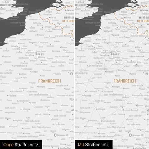 Mappa dell’Europa TRAVEL® poster premium – Grigio scuro (Grigio scuro)