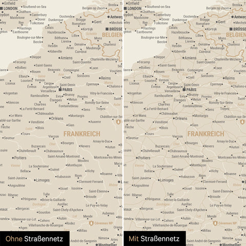 Mappa dell’Europa TRAVEL® poster premium – Oro