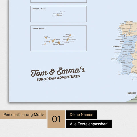 Mappa dell’Europa TRAVEL® poster premium – Atlante multicolore (mappa politica)