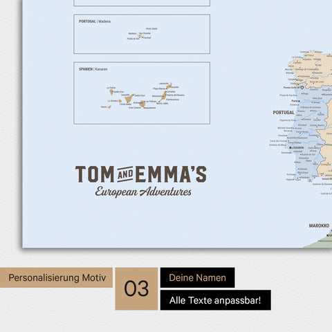 Mappa dell’Europa TRAVEL® poster premium – Atlante multicolore (mappa politica)