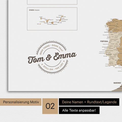 Mappa dell’Europa TRAVEL® poster premium – Multicolor Beige
