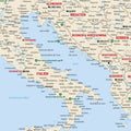 Moderne Europa Landkarte in der Farbe Multicolor Classic als Poster mit einem Ausschnitt von Italien, Kroatien und Griechenland
