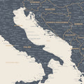 Europa Landkarte Poster in Navy Light zeigt einen Ausschnitt von England, Frankreich und Belgien