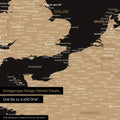 Moderne Europa Landkarte in der Farbe Sonar Black (Schwarz-Gold) als Poster mit einem Ausschnitt von Italien, Kroatien und Griechenland
