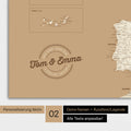 Landkarte von Europa als Poster in Treasure Gold mit Personalisierung als rundes Logo, das eine Legende für bereits besuchte Reiseziele im Rundtext beinhaltet