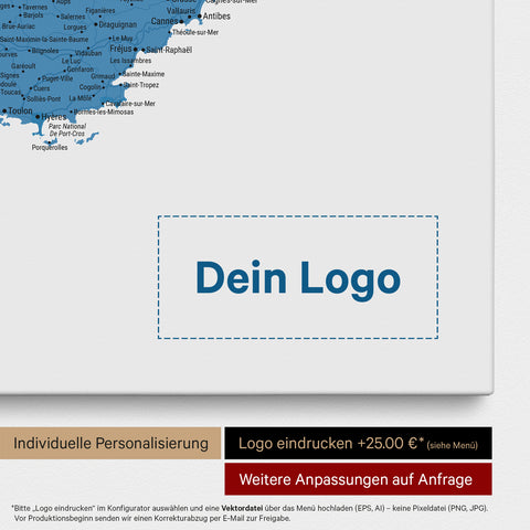 Mappa della Francia per puntine TRAVEL® – Blu oceano