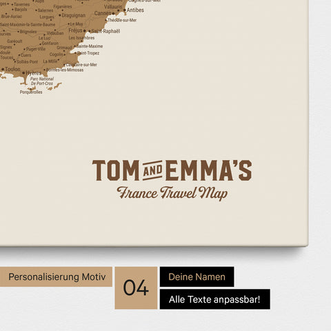 Mappa della Francia per puntine TRAVEL® – Bronzo