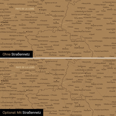 Mappa della Francia per puntine TRAVEL® – Bronzo