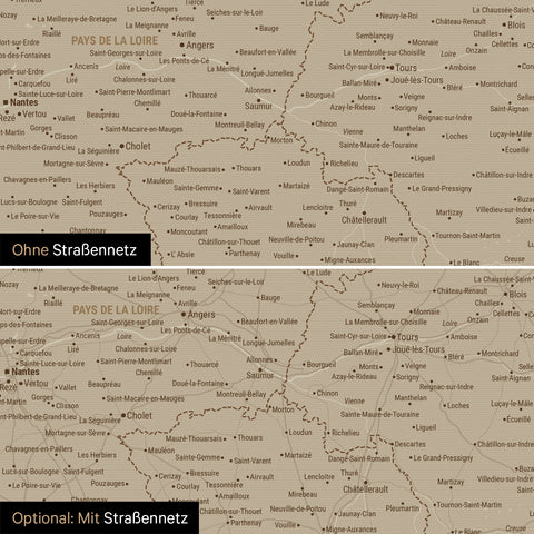 Mappa della Francia per puntine TRAVEL® – Sabbia del deserto