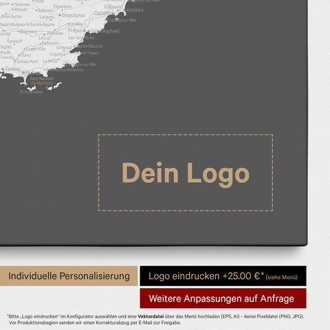 Mappa della Francia per puntine TRAVEL® – Grigio scuro