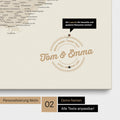 Frankreich-Karte Pinn-Leinwand in Gold mit Personalisierung als rundes Logo, das eine Legende für bereits besuchte Reiseziele im Rundtext beinhaltet