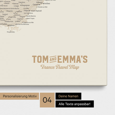 Mappa della Francia per puntine TRAVEL® – Oro