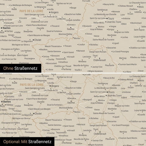 Mappa della Francia per puntine TRAVEL® – Oro