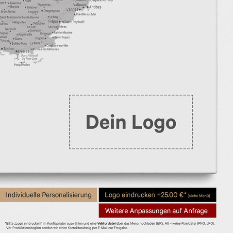 Mappa della Francia per puntine TRAVEL® – Grigio freddo