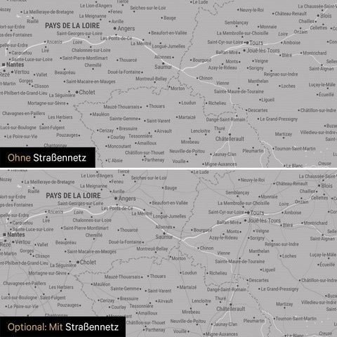 Mappa della Francia per puntine TRAVEL® – Grigio freddo