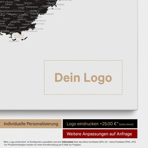 Mappa della Francia per puntine TRAVEL® – Nero chiaro