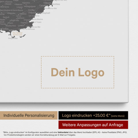 Mappa della Francia per puntine TRAVEL® – Grigio chiaro