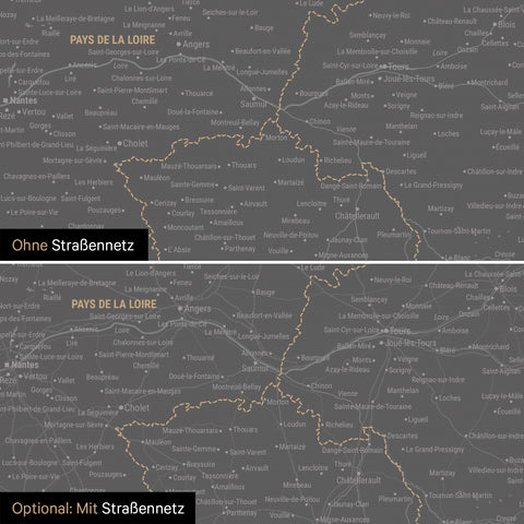 Mappa della Francia per puntine TRAVEL® – Grigio chiaro