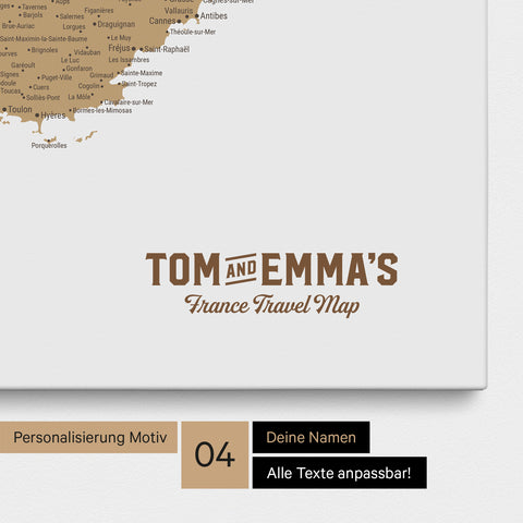 Mappa della Francia per puntine TRAVEL® – Beige multicolore
