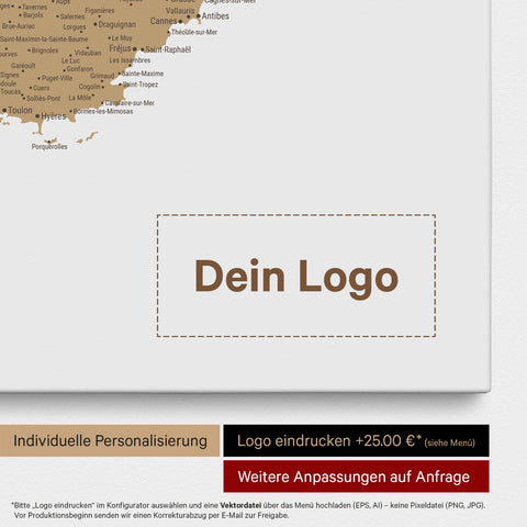 Mappa della Francia per puntine TRAVEL® – Beige multicolore