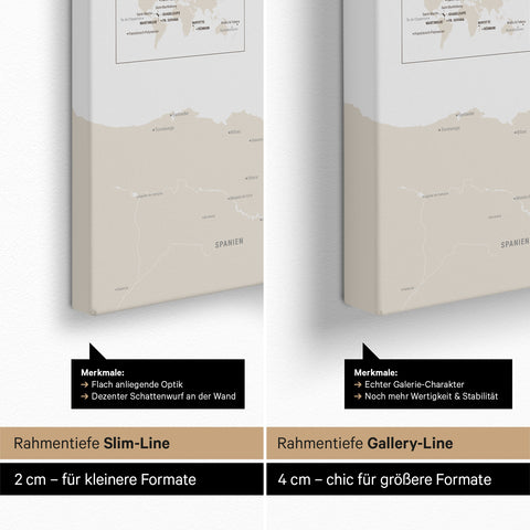 Mappa della Francia per puntine TRAVEL® – Beige multicolore