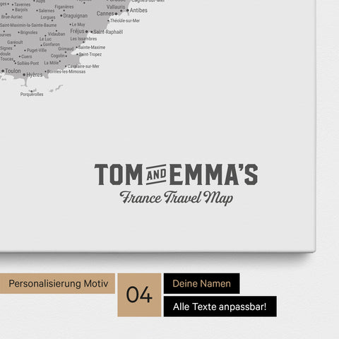 Mappa della Francia per puntine TRAVEL® – Grigio multicolore