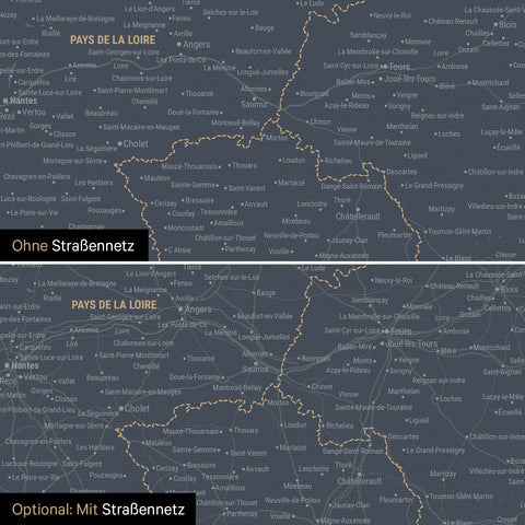 Mappa della Francia per puntine TRAVEL® – Navy Light